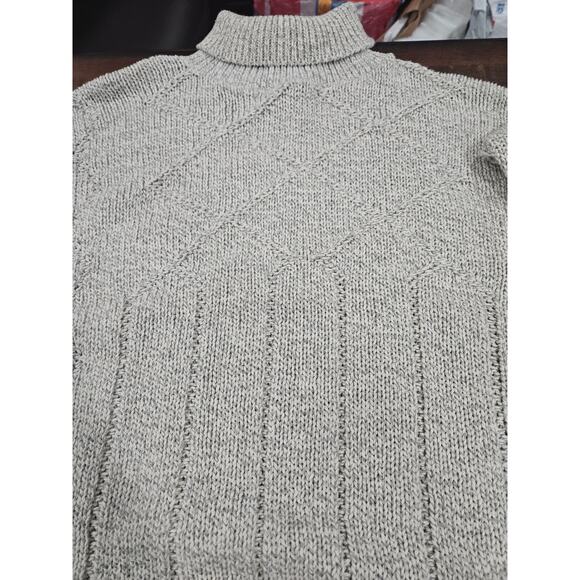 Vintage Fieldmaster Gray Fisherman-Style Mock Neck Cotton Sweater Mens XL Beige - Picture 5 of 6